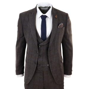 Brown Check 3 Piece Tweed Suit