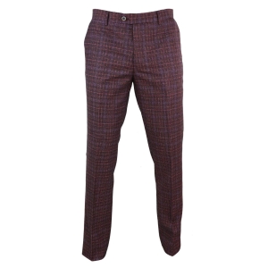 Mens Wine / Maroon Checked Vintage Trousers – Cavani Carly