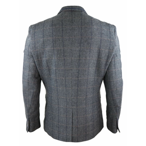 Mens Herringbone Check Vintage Blazer - Cavani Albert-Charcoal