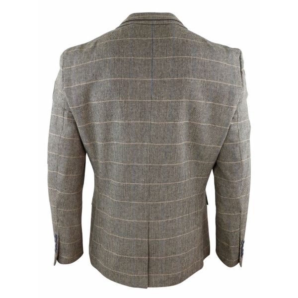 Mens Herringbone Check Vintage Blazer - Cavani Albert-Tan