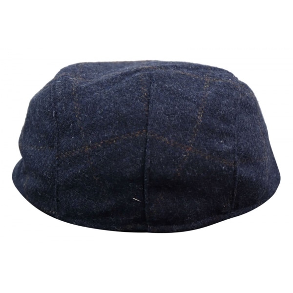 Cavani Kempson Flat Cap - Mens Tweed Wool Check Grandad Hat Vintage - Olive Green/Navy Blue