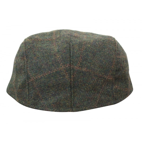 Cavani Kempson Flat Cap - Mens Tweed Wool Check Grandad Hat Vintage - Olive Green/Navy Blue