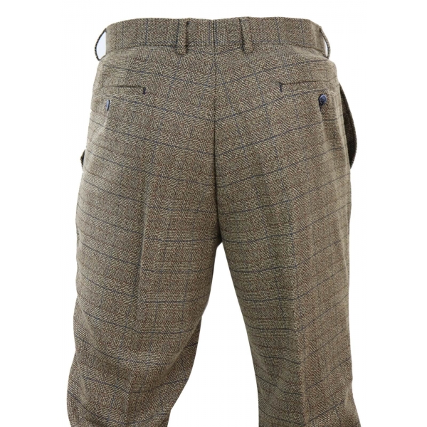 Mens Oak Brown Tweed Trousers