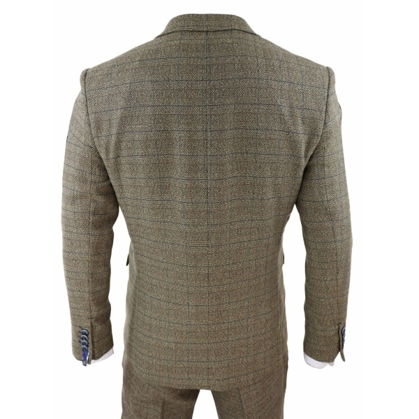 Cavani Ascari - Men's 3 Piece Oak Brown Tweed Check Suit