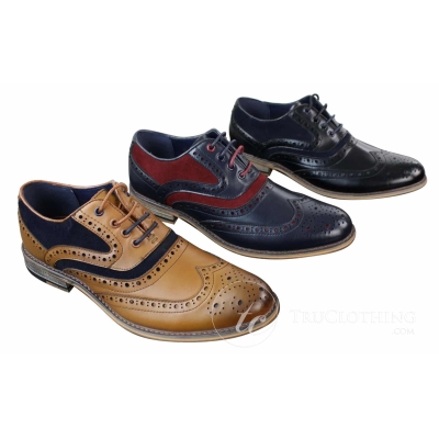 Mens Real Leather & Suede Laced Gatsby Brouges Smart Casual Designer Retro Shoes