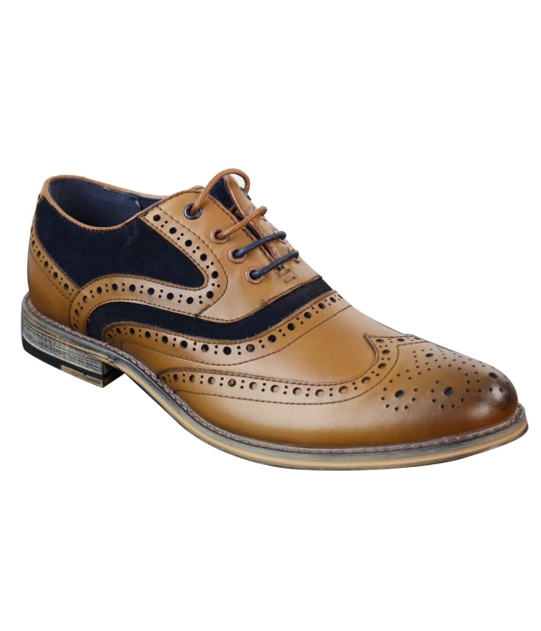 Mens Real Leather & Suede Laced Gatsby Brouges Smart Casual Designer Retro Shoes