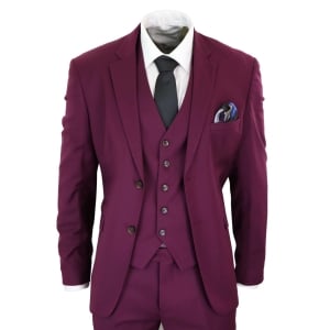 Cavani Magnus – Men’s 3 Piece Cassic Burgundy Wine Suit