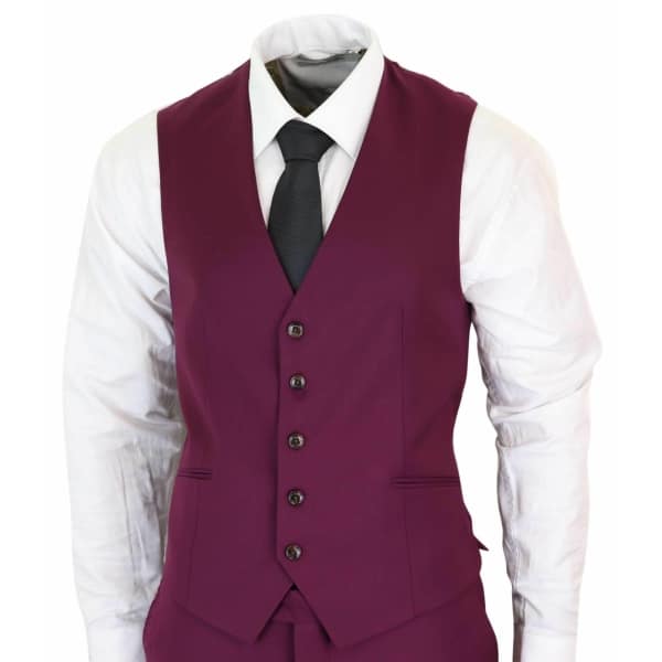 Cavani Magnus - Men's 3 Piece Cassic Burgundy Wine Suit