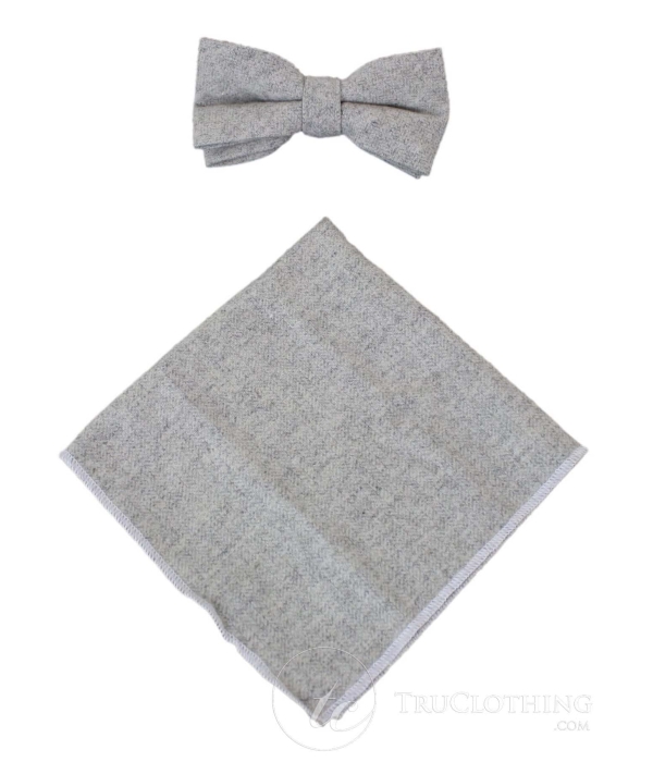 Cavani Martez Bow Tie - Mens Herringbone Tweed Check Bow Tie Hanky Retro Vintage Classic Peaky Blinders