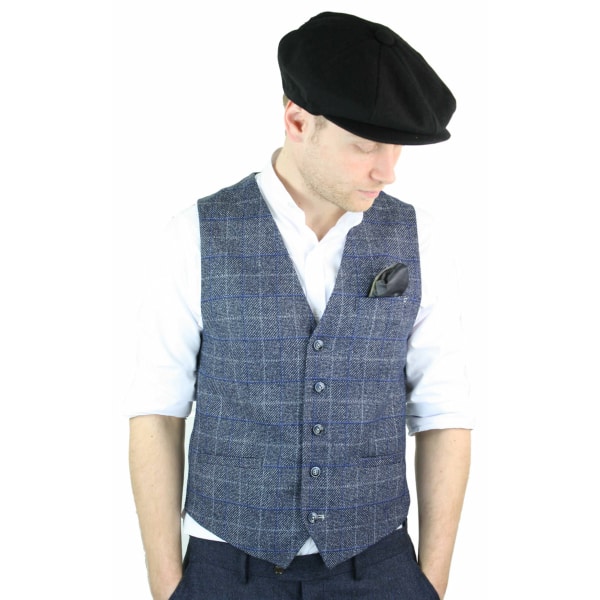 Cavani Miles - Men's Blue Tweed Check Waistcoat