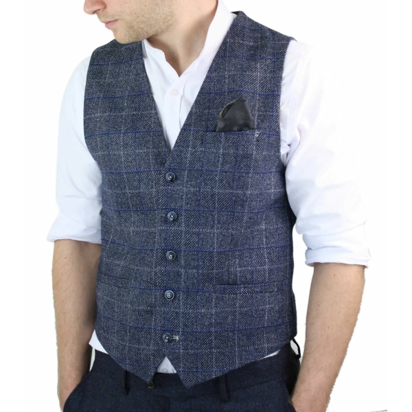 Cavani Miles - Men's Blue Tweed Check Waistcoat