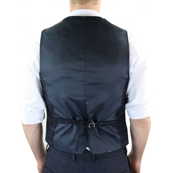 Cavani Shelby - Men's Navy-Blue Check Tweeed Waistcoat