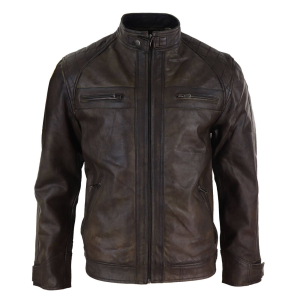 Real Leather Mens Brown Classic Biker Jacket – Brown Biker