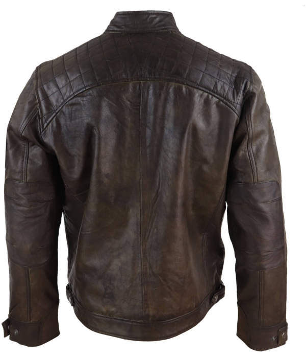 Real Leather Mens Brown Classic Biker Jacket - Brown Biker