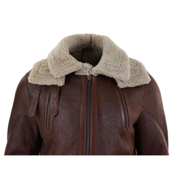 Mens 3/4 Shearling Sheepskin Long Jacket