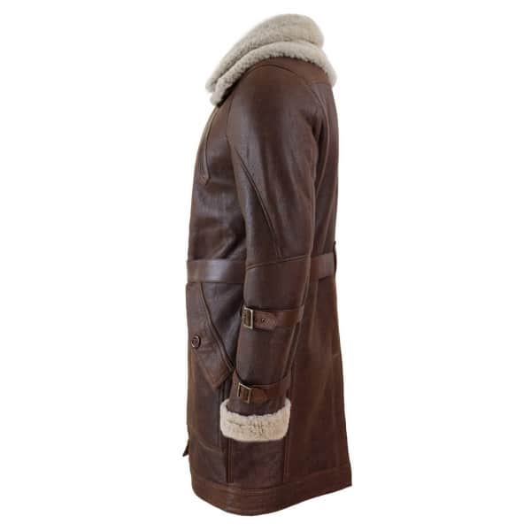 Mens 3/4 Shearling Sheepskin Long Jacket