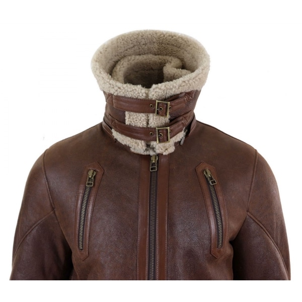 Mens 3/4 Shearling Sheepskin Long Jacket