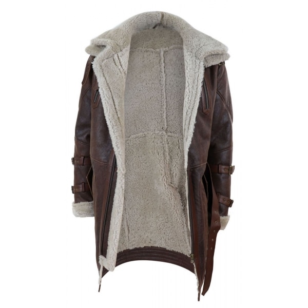 Mens 3/4 Shearling Sheepskin Long Jacket