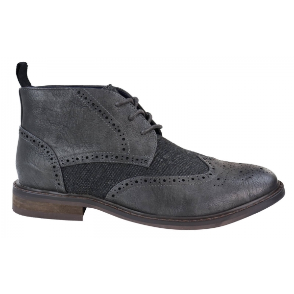 Mens Leather & Tweed Laced Ankle Boots