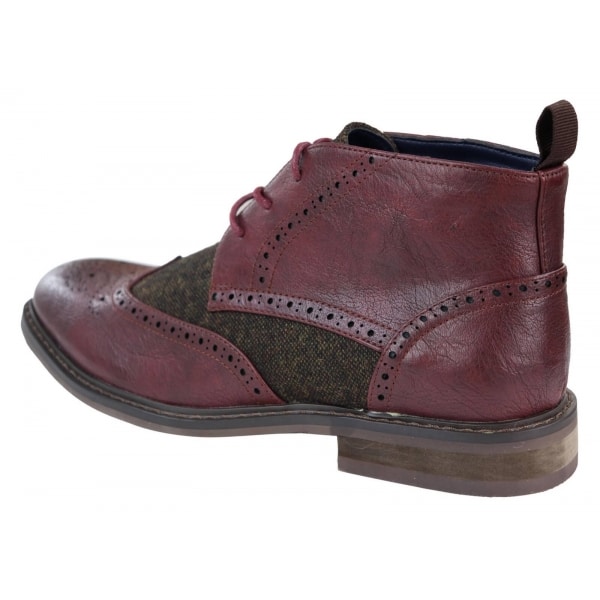 Mens Leather & Tweed Laced Ankle Boots