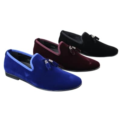 Elong dd0019 - Mens Velvet Slip On Suede Tassle Driving Shoes Loafers Smart Casual Wine Navy