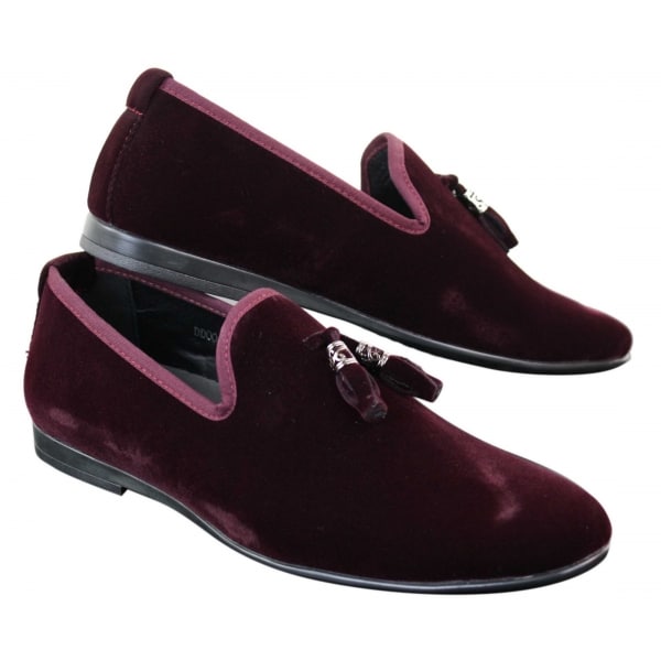 Elong dd0019 - Mens Velvet Slip On Suede Tassle Driving Shoes Loafers Smart Casual Wine Navy