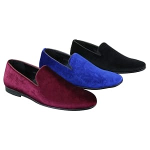 Elong DD0083 – Mens Velvet Slip On Paisley Driving Shoes Loafers Smart Casual Wine Navy Black