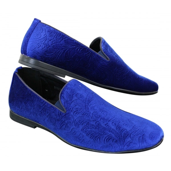 Elong DD0083 - Mens Velvet Slip On Paisley Driving Shoes Loafers Smart Casual Wine Navy Black