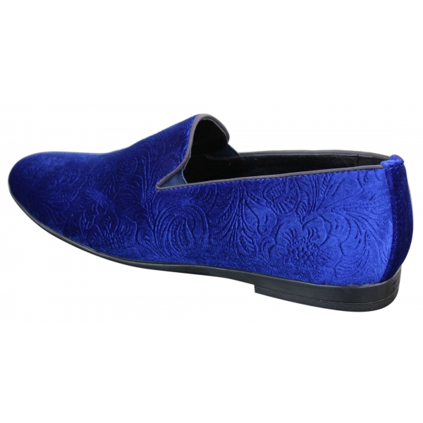 Elong DD0083 - Mens Velvet Slip On Paisley Driving Shoes Loafers Smart Casual Wine Navy Black