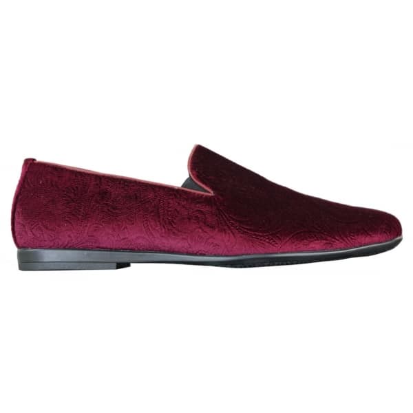 Elong DD0083 - Mens Velvet Slip On Paisley Driving Shoes Loafers Smart Casual Wine Navy Black