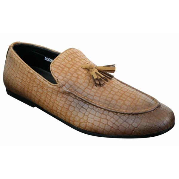 Elong DD0085 - Mens Snake Crocodile Leather PU Loafers Driving Shoes Slip On Tassel Comfort Vintage