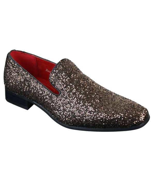 Rossellini Eastend Mens Shiny Slip On Glitter Shoes Party Smart Patent Leather