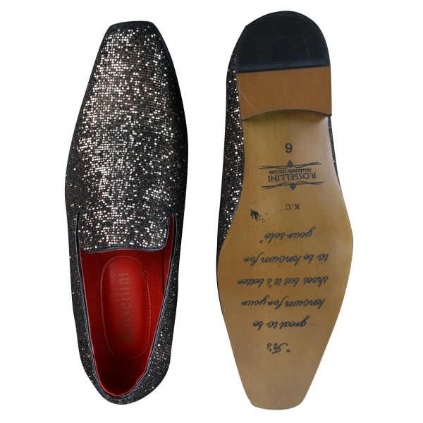 Rossellini Eastend Mens Shiny Slip On Glitter Shoes Party Smart Patent Leather