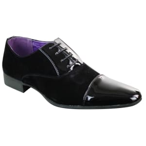 EL0136 – Mens Patent Laced Shiny Suede Leather Shoes