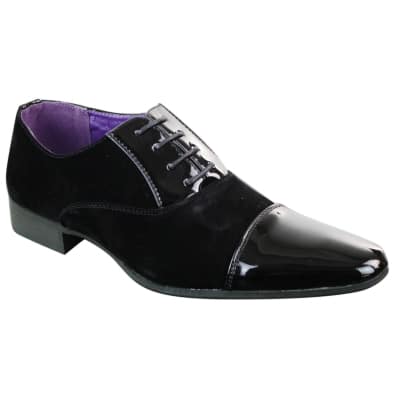 EL0136 - Mens Patent Laced Shiny Suede Leather Shoes