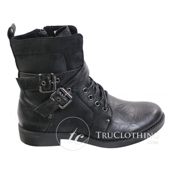 Mens Punk Rock Goth Emo Ankle Boots Brown Black Leather Buckle