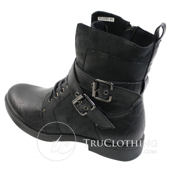 Mens Punk Rock Goth Emo Ankle Boots Brown Black Leather Buckle