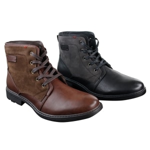 Mens PU Leather & Suede Lace Ankle Combat Cowboy Military Army Biker Boots Shoes