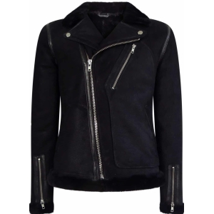 Men’s Black Sheepskin Brando Biker Jacket