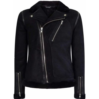 Men's Black Sheepskin Brando Biker Jacket