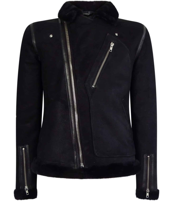 Men's Black Sheepskin Brando Biker Jacket