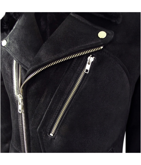 Men's Black Sheepskin Brando Biker Jacket