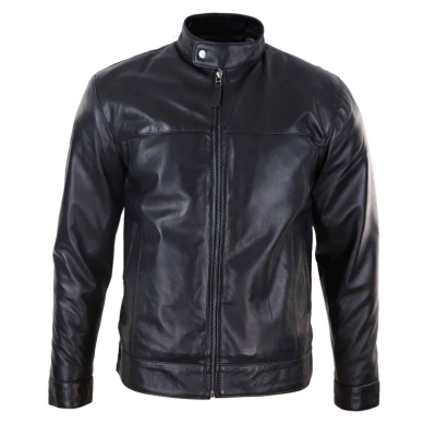 Black Real Leather Mens Biker Jacket