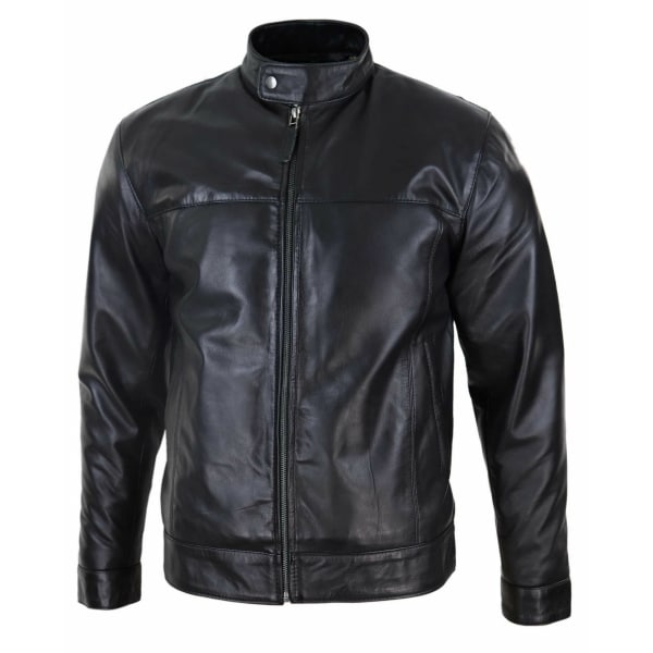 Black Real Leather Mens Biker Jacket