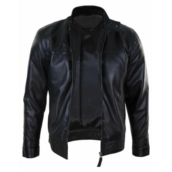 Black Real Leather Mens Biker Jacket