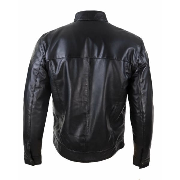 Black Real Leather Mens Biker Jacket