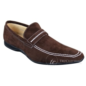 Galax GH052 – Mens Brown Slip On Suede Leather Shoes Smart Casual Size 5 6 7 8 9 10 11