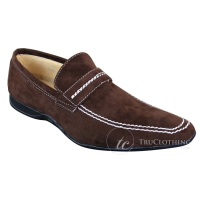 Galax GH052 - Mens Brown Slip On Suede Leather Shoes Smart Casual Size 5 6 7 8 9 10 11