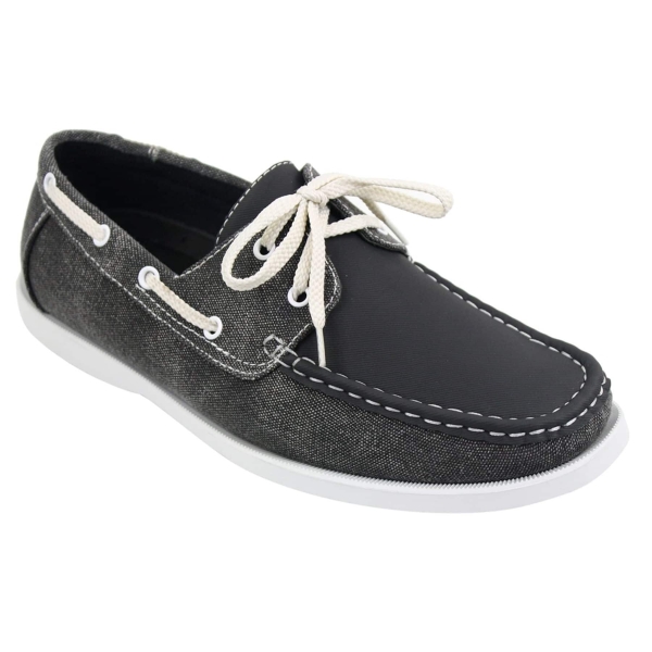 Mens Retro Denim Style Vintage Deck Boat Shoes Smart Casual Laced Navy Washed