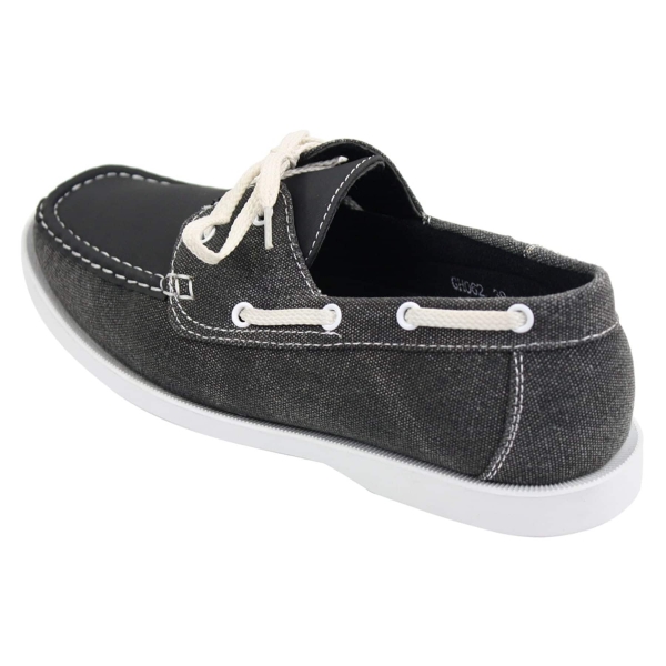 Mens Retro Denim Style Vintage Deck Boat Shoes Smart Casual Laced Navy Washed